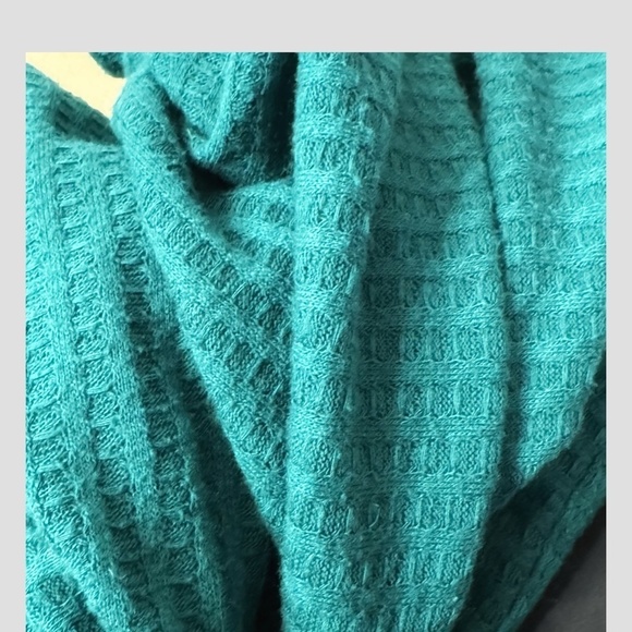 Chaser Plus Size Waffle Knit Thermal Button Detail On Sleeve Cuff Teal Green XXL - Picture 13 of 15